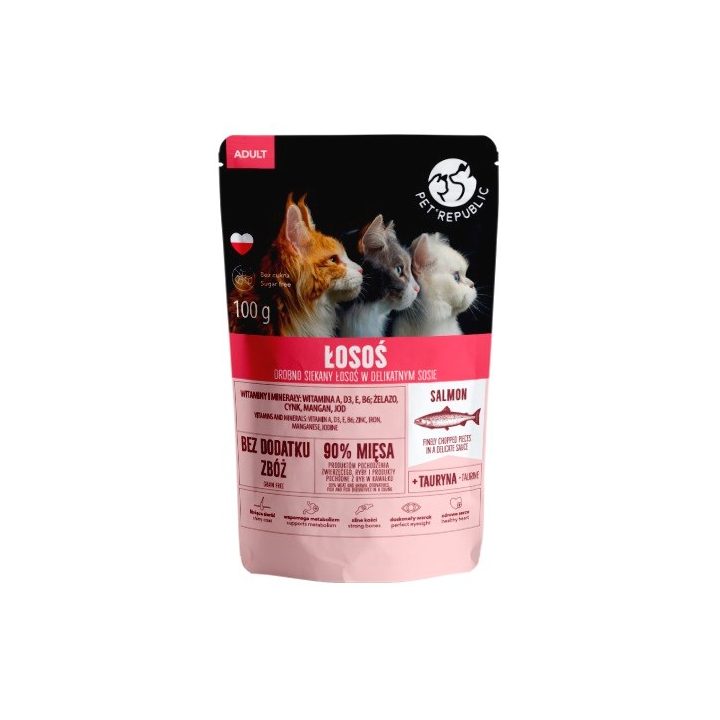 PET REPUBLIC Adult Salmon finely chopped - wet cat food- 100 g