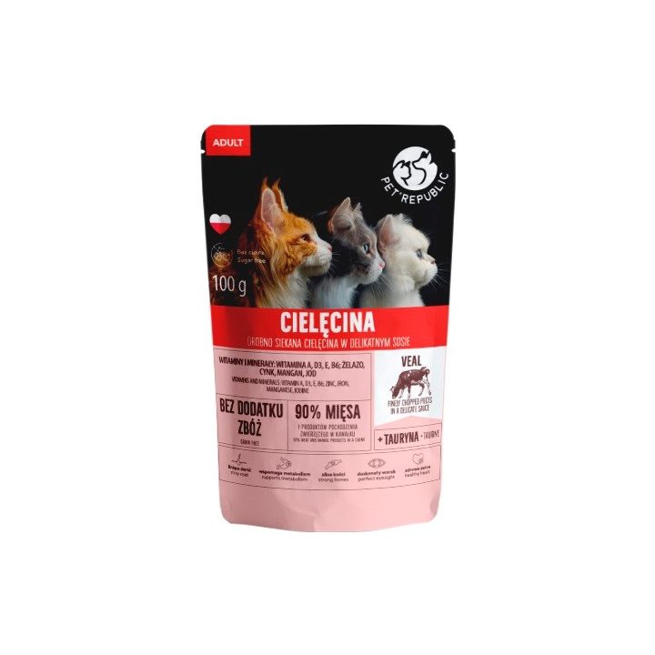 PET REPUBLIC Adult Finely chopped veal - wet cat food - 100 g