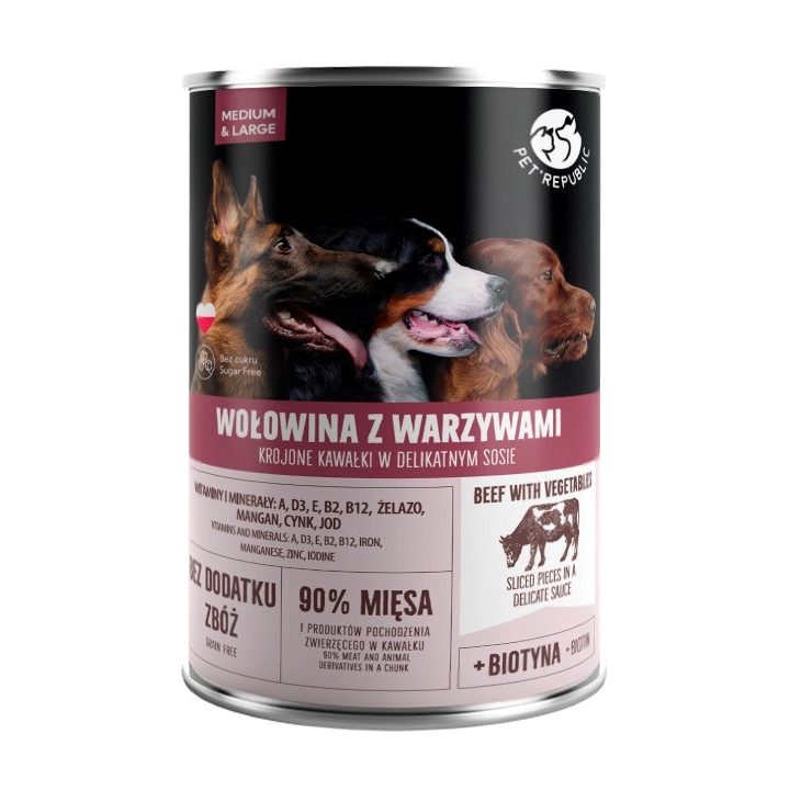 PET REPUBLIC Adult Medium & Large Beef with vegetables - wet dog food - 1250g