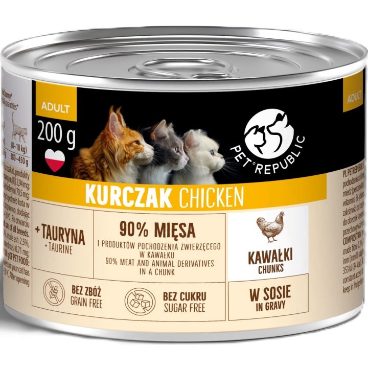 PETREPUBLIC Adult Stücke mit Huhn in Sauce box – Nassfutter für Katze – 200g