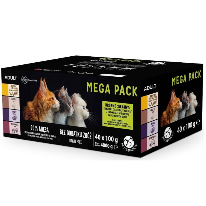 PETREPUBLIC Mega Pack Chicken with veal duck turkey beef - wet cat food - 40x100g