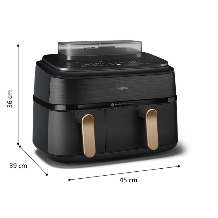 Philips 5000 series NA552/00 fryer Double 9 L Stand-alone 2750 W Hot air fryer Black Gold