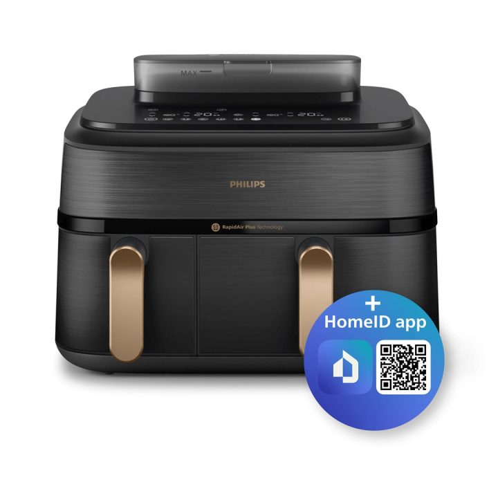 Philips 5000 series NA552/00 fryer Double 9 L Stand-alone 2750 W Hot air fryer Black Gold