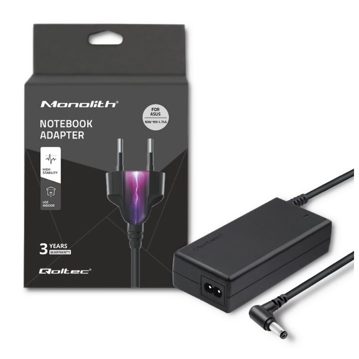 Qoltec 50070 Power adapter 90W | 19V | 4.74A | 5.5*2.5 | +power cable