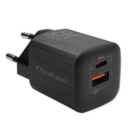 Qoltec 50764 mobile device charger Laptop Portable gaming console Power bank Smartphone Smartwatch Tablet Black AC Fast charging