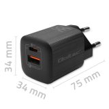 Qoltec 50764 mobile device charger Laptop Portable gaming console Power bank Smartphone Smartwatch Tablet Black AC Fast charging