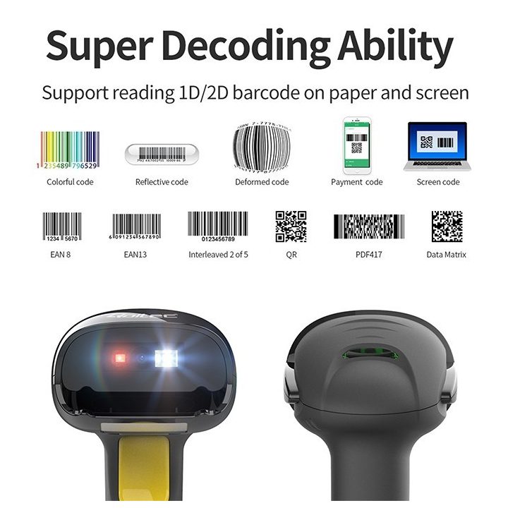 Qoltec 50853 Laser barcode scanner 1D | 2D | Black