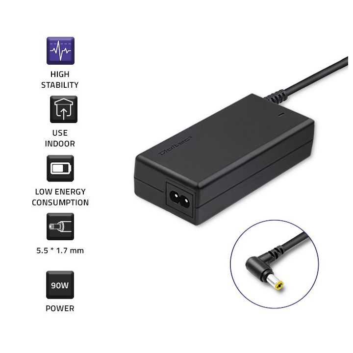 Qoltec 50087 Power adapter for Acer | 90W | 19V | 4.74A | 5.5*1.7 | +power cable
