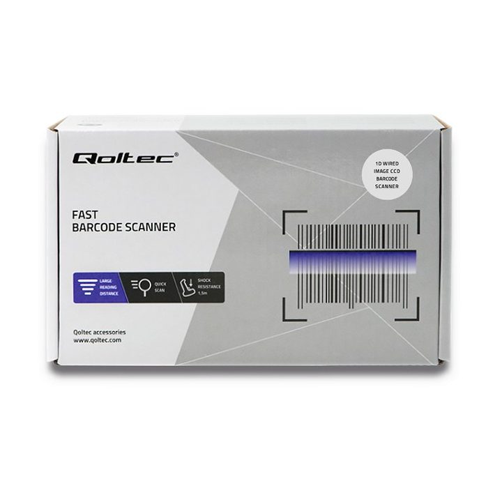 Qoltec 50866 Laser barcode reader 1D | CCD | USB | Black