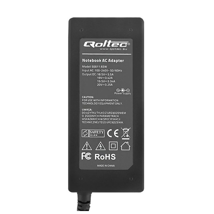 Qoltec 50011 power adapter/inverter Indoor 65 W Black