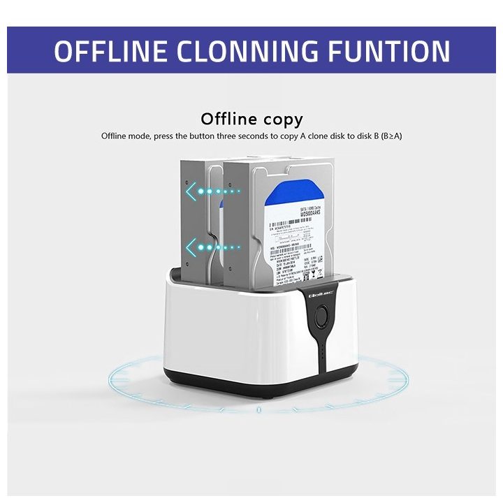 Qoltec 50309 HDD SSD 2.5 3.5 docking station | SATA III | USB 3.0 | Super speed 5Gb/s | with Clonning function