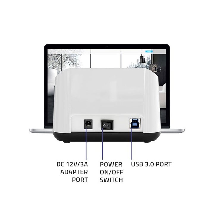 Qoltec 50309 HDD SSD 2.5 3.5 docking station | SATA III | USB 3.0 | Super speed 5Gb/s | with Clonning function