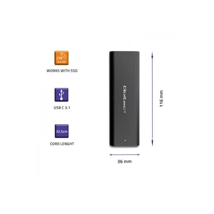 Qoltec 50311 storage drive enclosure SSD enclosure Black M.2