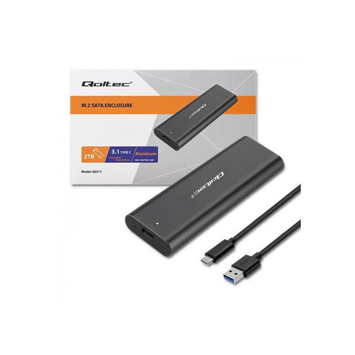 Qoltec 50312 storage drive enclosure SSD enclosure Black M.2