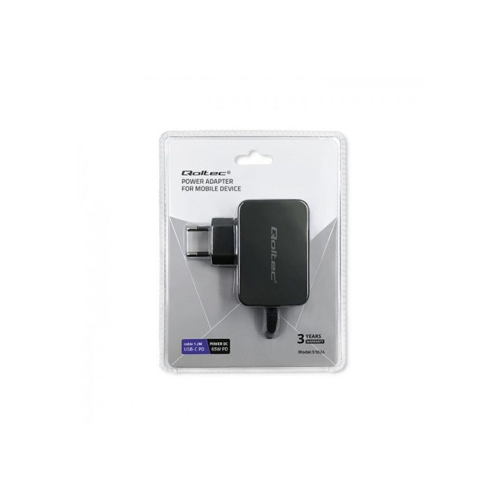Qoltec 51024 mobile device charger Universal Black AC Fast charging Indoor