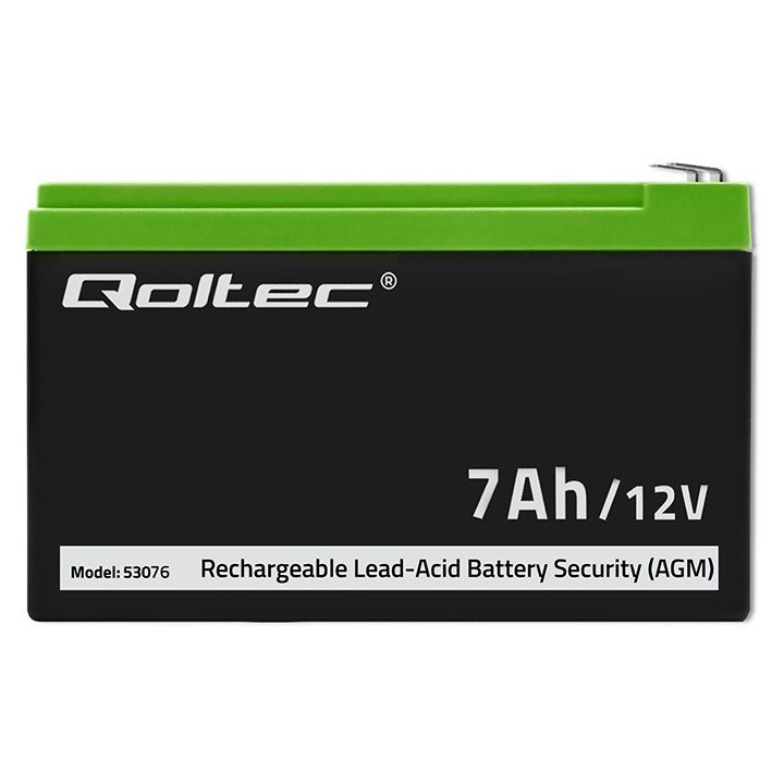 Qoltec 53076 AGM battery | 12V | 7Ah | Security