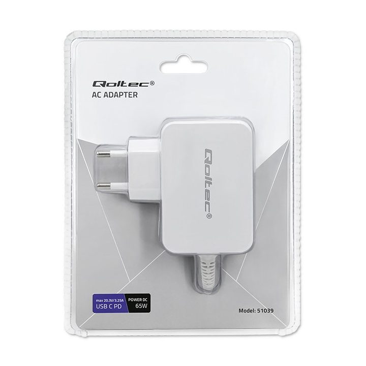 Qoltec 51039 power adapter/inverter Indoor 65 W White
