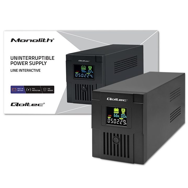 Qoltec 53770 uninterruptible power supply (UPS) Line-Interactive 1.5 kVA 900 W 2 AC outlet(s)