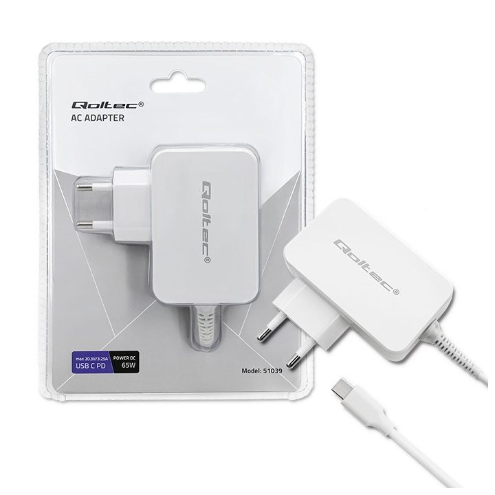 Qoltec 51039 power adapter/inverter Indoor 65 W White