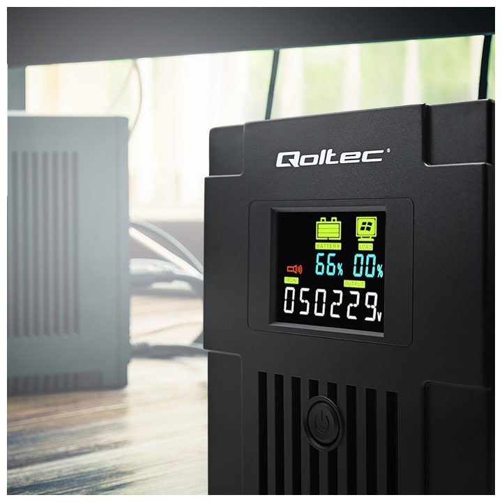 Qoltec 53770 uninterruptible power supply (UPS) Line-Interactive 1.5 kVA 900 W 2 AC outlet(s)