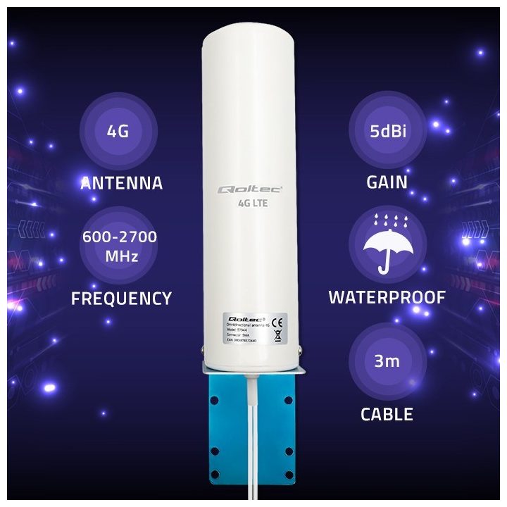 Qoltec 57044 4G LTE DUAL antenna | 5dBi | omnidirectional | outdoor
