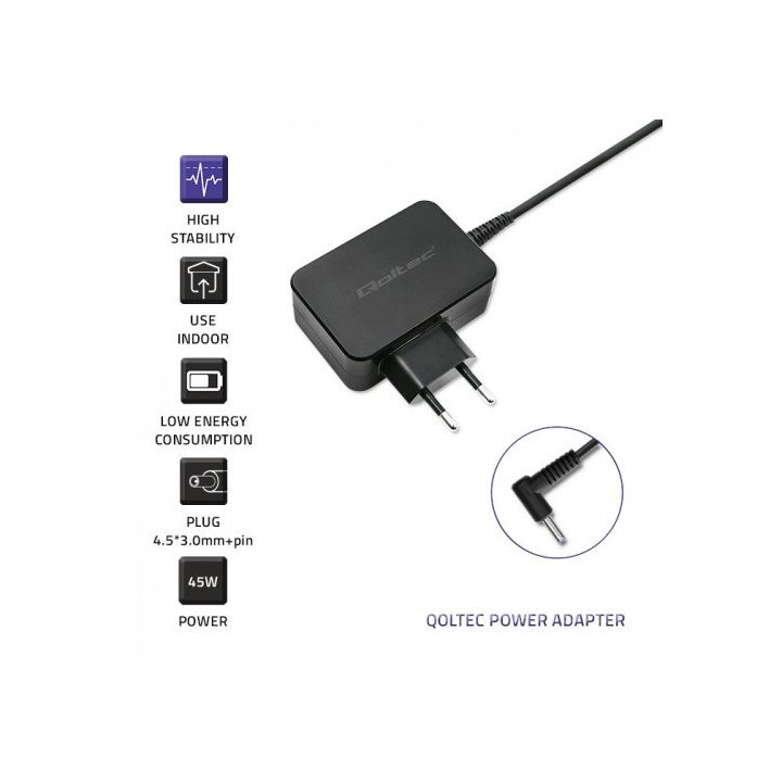 Qoltec 51033 power adapter/inverter Indoor 45 W Black