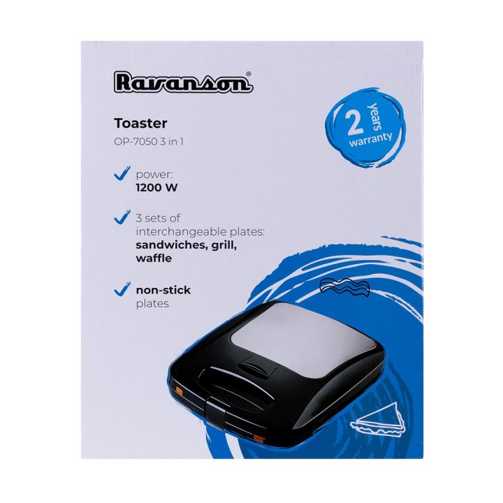 Toaster Ravanson OP-7050 Black Silver 1200 W