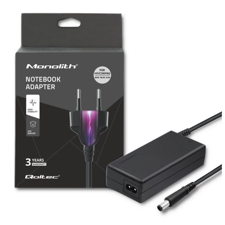 Qoltec 50086.90W Power adapter for HP Compaq | 90W | 19V | 4.74A | 7.4*5.0+pin | +power cable