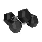 REBEL ACTIVE Rubber-coated cast iron dumbbells 2x15 kg