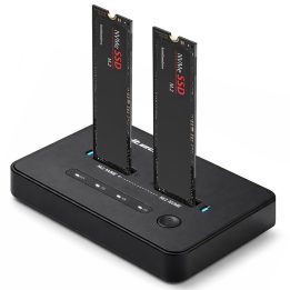 Qoltec 52366 M.2 NVMe SSD Docking Station | PCIe | USB-C | 20 Gb/s | DUAL 2 x 8TB | Offline cloning
