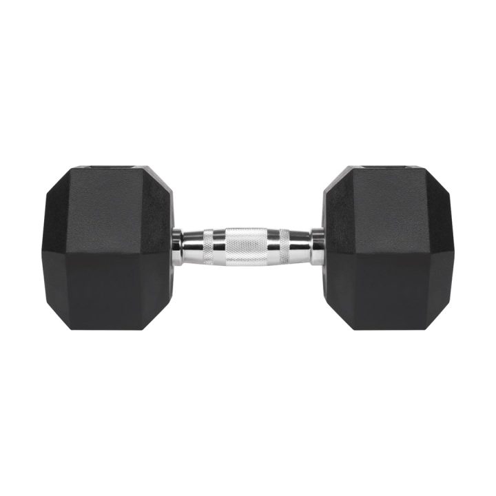 REBEL ACTIVE Rubber-coated cast iron dumbbells 2x15 kg