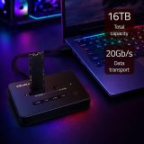 Qoltec 52366 M.2 NVMe SSD Docking Station | PCIe | USB-C | 20 Gb/s | DUAL 2 x 8TB | Offline cloning