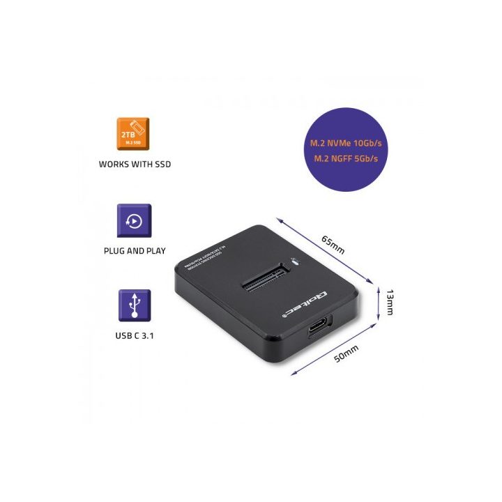 Qoltec 50313 storage drive enclosure SSD enclosure Black M.2