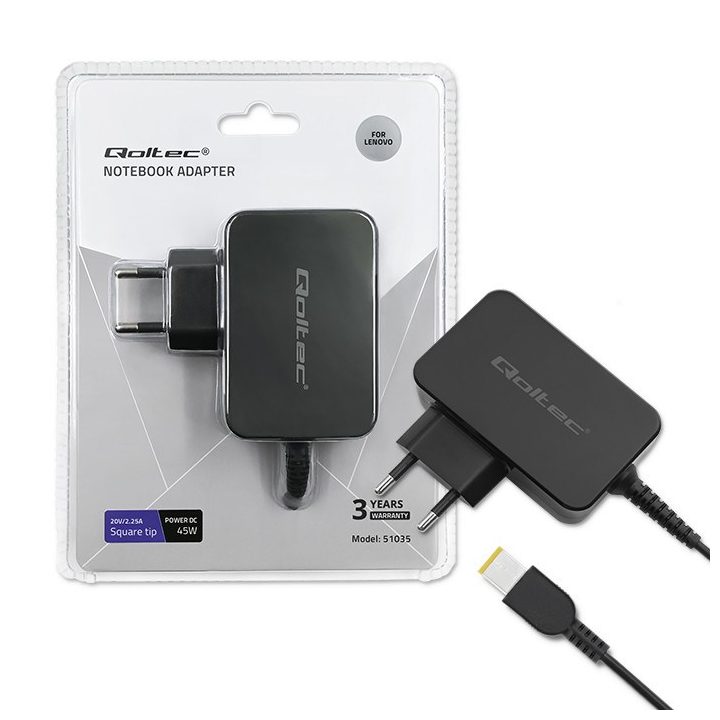 Qoltec 51035 power adapter/inverter Indoor 45 W Black