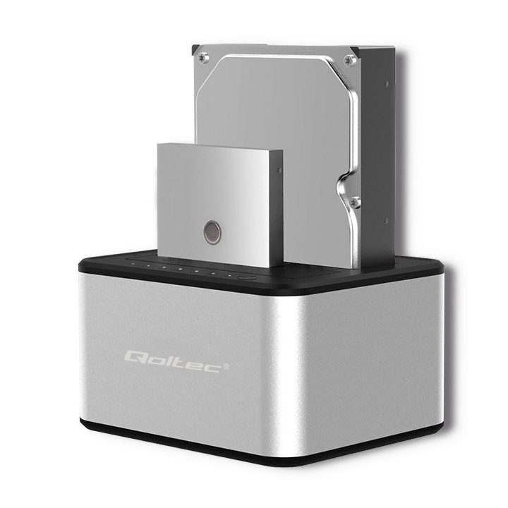 Qoltec 5316 2x HDD / SSD docking station | 2.5 /3.5 SATA | USB 3.0 | Clonning