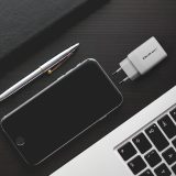 Qoltec 51825 GaN 45W charger| 5-20V | 1.5-3A | 1 x USB-C PD | 1x USB QC 3.0 | White