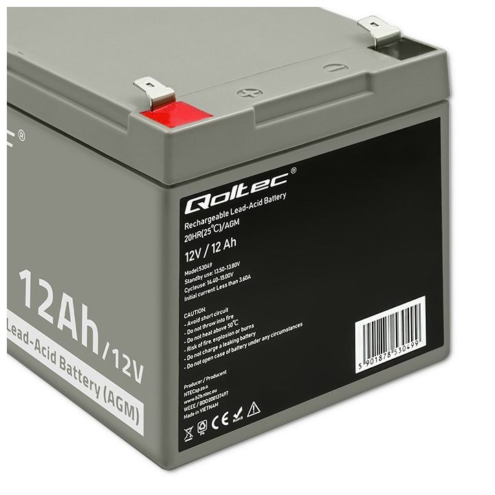 Qoltec 53049 AGM battery | 12V | 12Ah