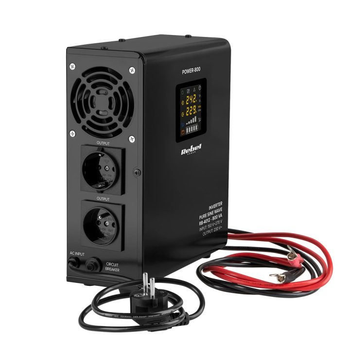 Rebel POWER-800 Wall-Mounted Emergency Power Supply – a pure sine wave inverter with a 12V charging function 230V 800VA/500W