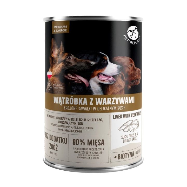 PET REPUBLIC Adult Medium & Large Liver with vegetables - wet dog food - 1250g