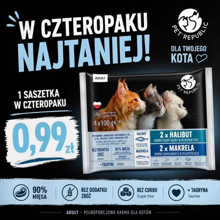 PETREPUBLIC Adult Halibut and mackerel box – wet cat food – 4x100g