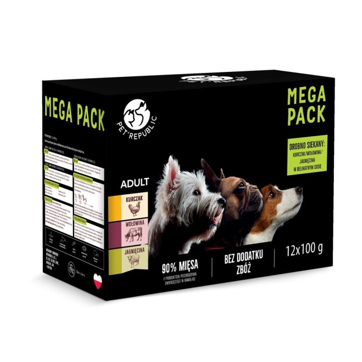 PETREPUBLIC Mega Pack Chicken Beef Lamb - wet dog food - 12x100g