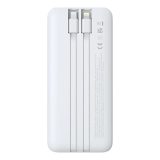 Powerbank Baseus Lipow 10000mAh 22 5W con due cavi integrati (con cavo Baseus Simple USB-A - USB-C 3A 20cm) - bianco