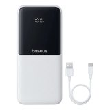 Powerbank Baseus Lipow 10000mAh 22 5W con due cavi integrati (con cavo Baseus Simple USB-A - USB-C 3A 20cm) - bianco