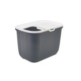 SAVIC HOP Anthracite with White Lid – Cat Litter Tray – 58.5x39x39.5 cm – 1 pc.