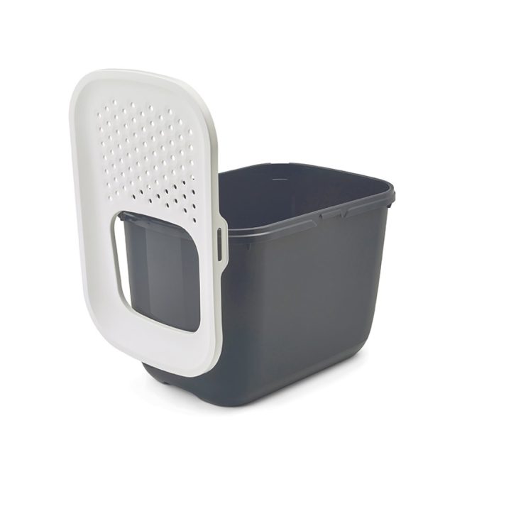 SAVIC HOP Anthracite with White Lid – Cat Litter Tray – 58.5x39x39.5 cm – 1 pc.