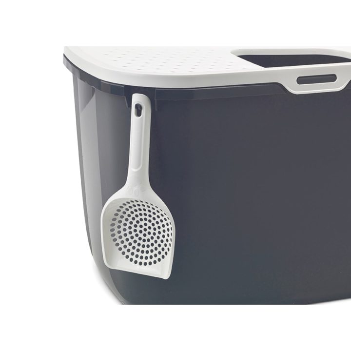 SAVIC HOP Anthracite with White Lid – Cat Litter Tray – 58.5x39x39.5 cm – 1 pc.