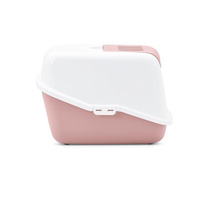 SAVIC Nestor White-Pink - Covered Cat Litter Box - 56x39x38.5 cm - 1 pc