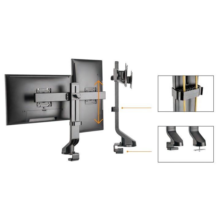 Maclean MC-854 supporto per due monitor / doppio 17 -27 14kg VESA 75x75 100x100 compatibile MC-848 e MC-849