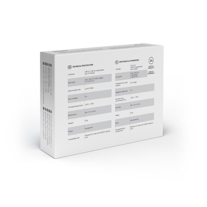 Savio 2.5 External HDD/SSD enclosure USB 3.0 transparent AK-66