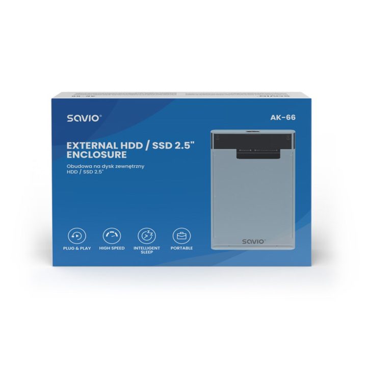 Savio 2.5 External HDD/SSD enclosure USB 3.0 transparent AK-66